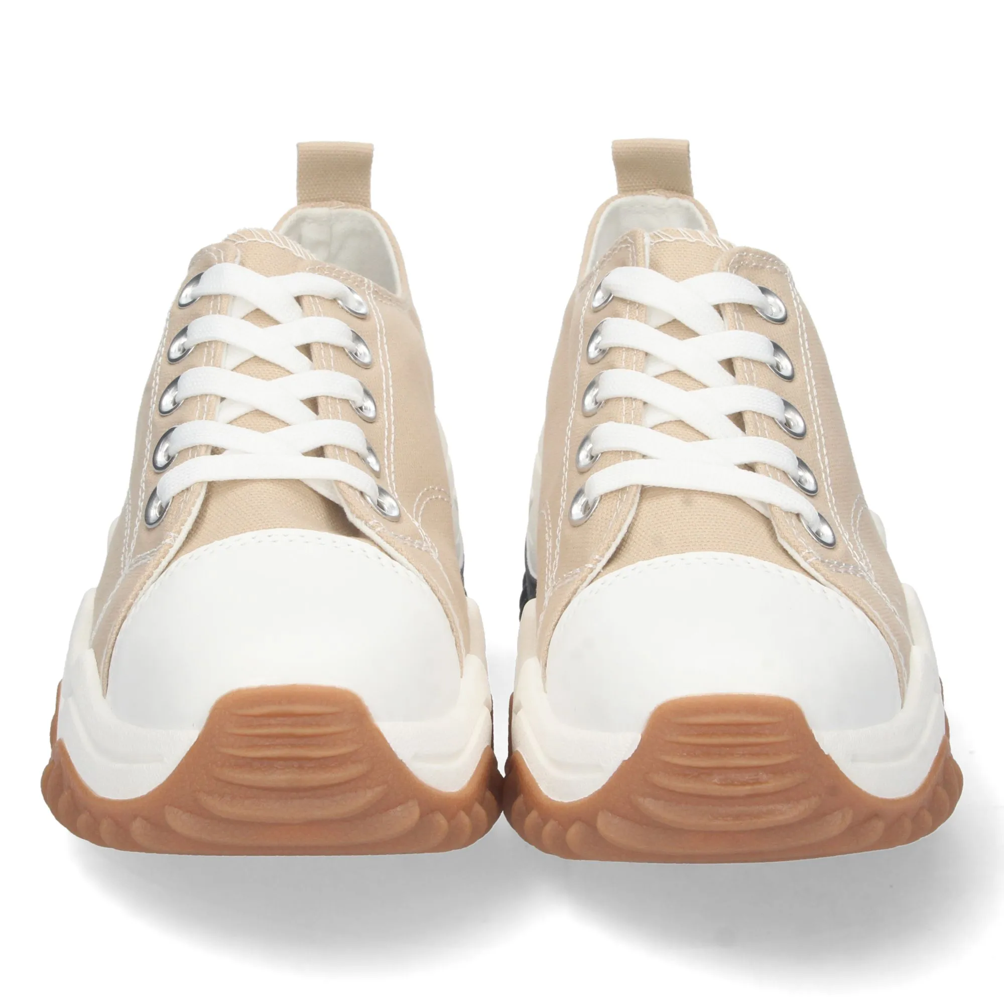 zapatillas de lona con plataforma cómodas mujer color beige