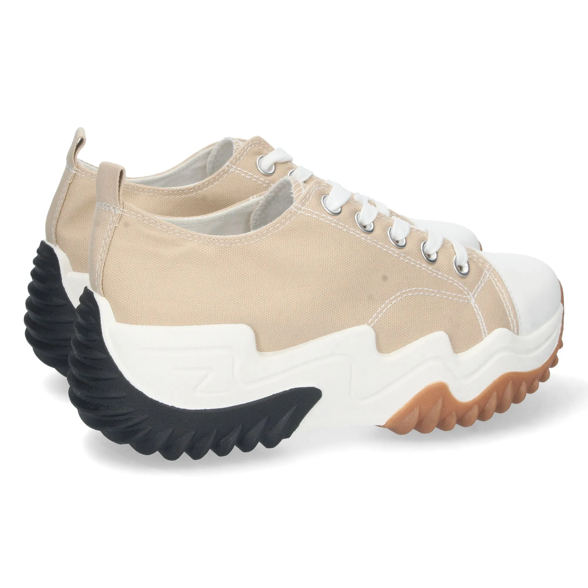 zapatillas de lona con plataforma cómodas mujer color beige