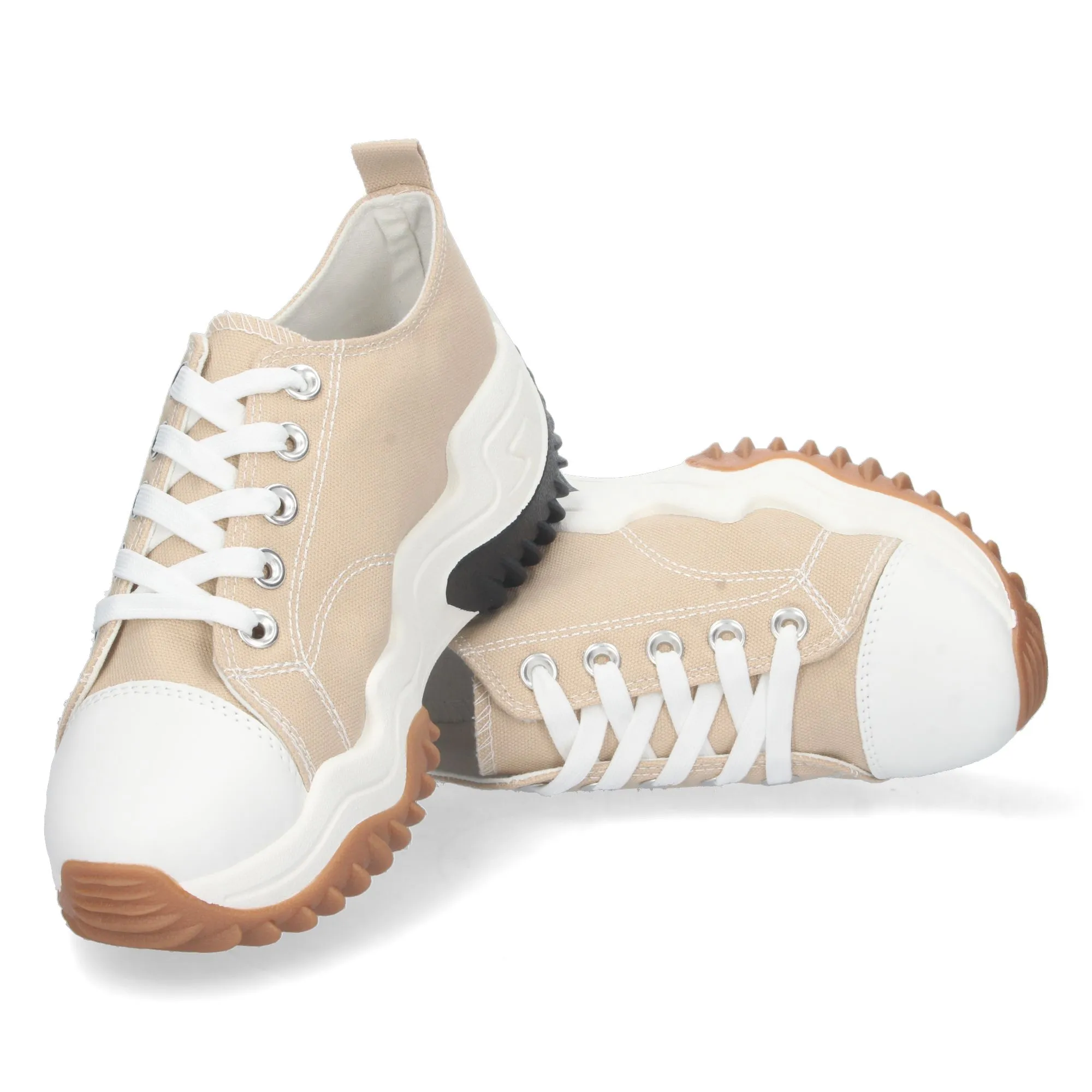 zapatillas de lona con plataforma cómodas mujer color beige