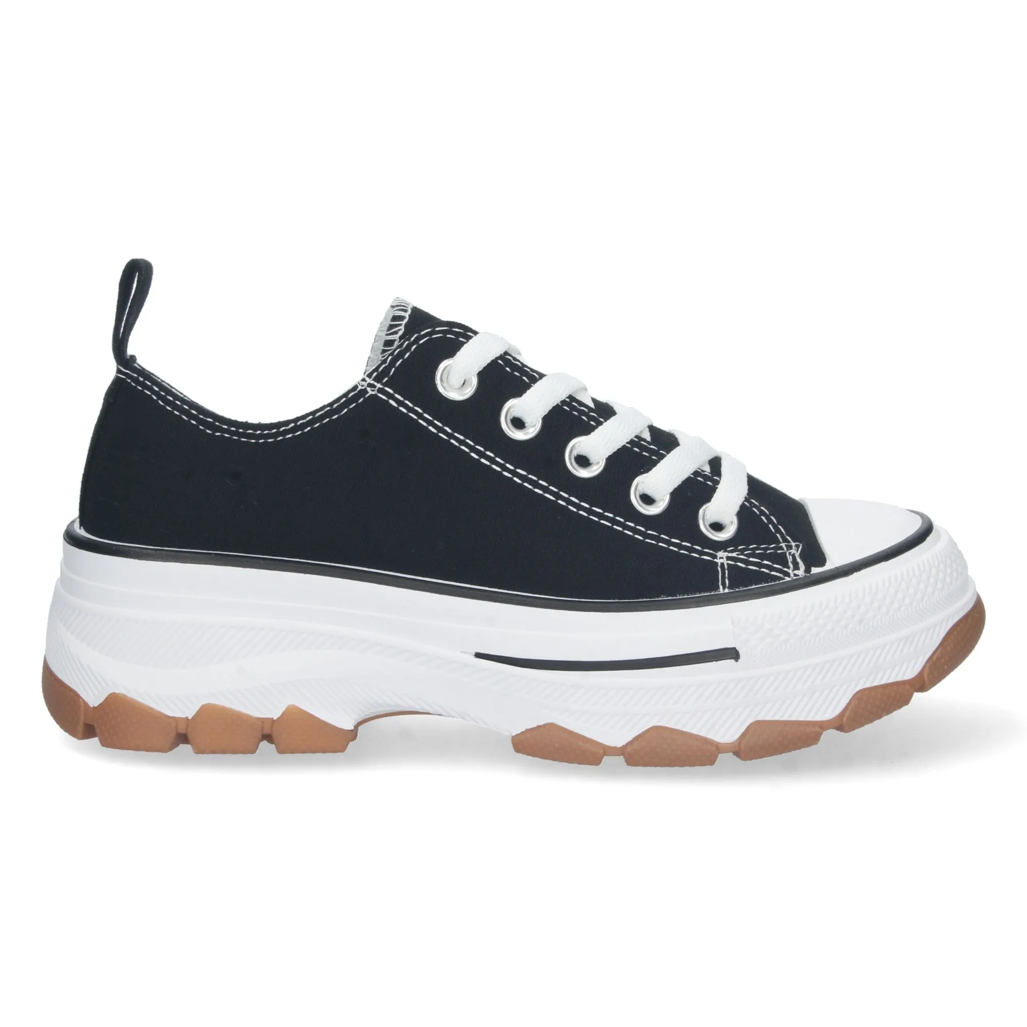 Zapatillas de lona estilo bamba suela plataforma mujer color negro