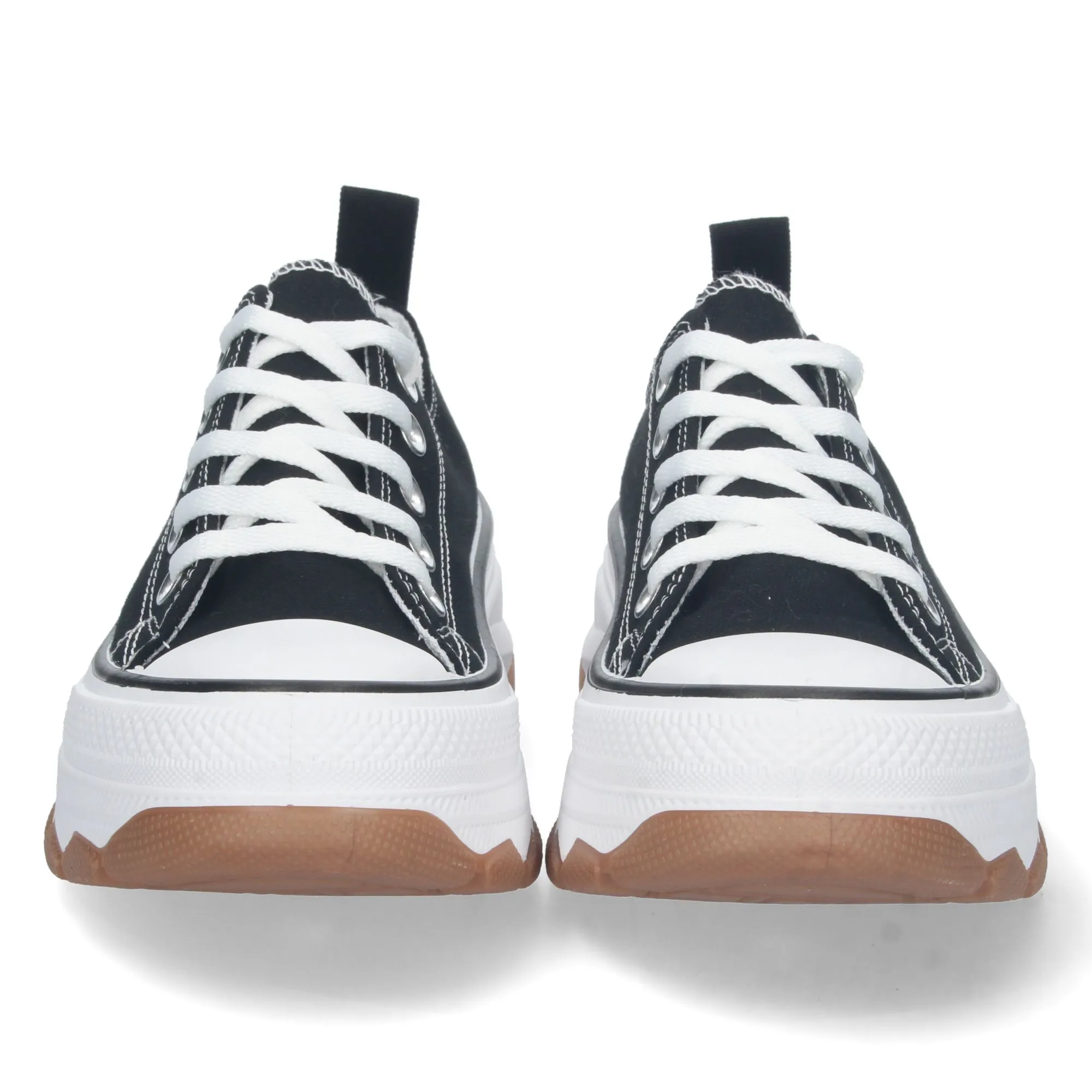 Zapatillas de lona estilo bamba suela plataforma mujer color negro
