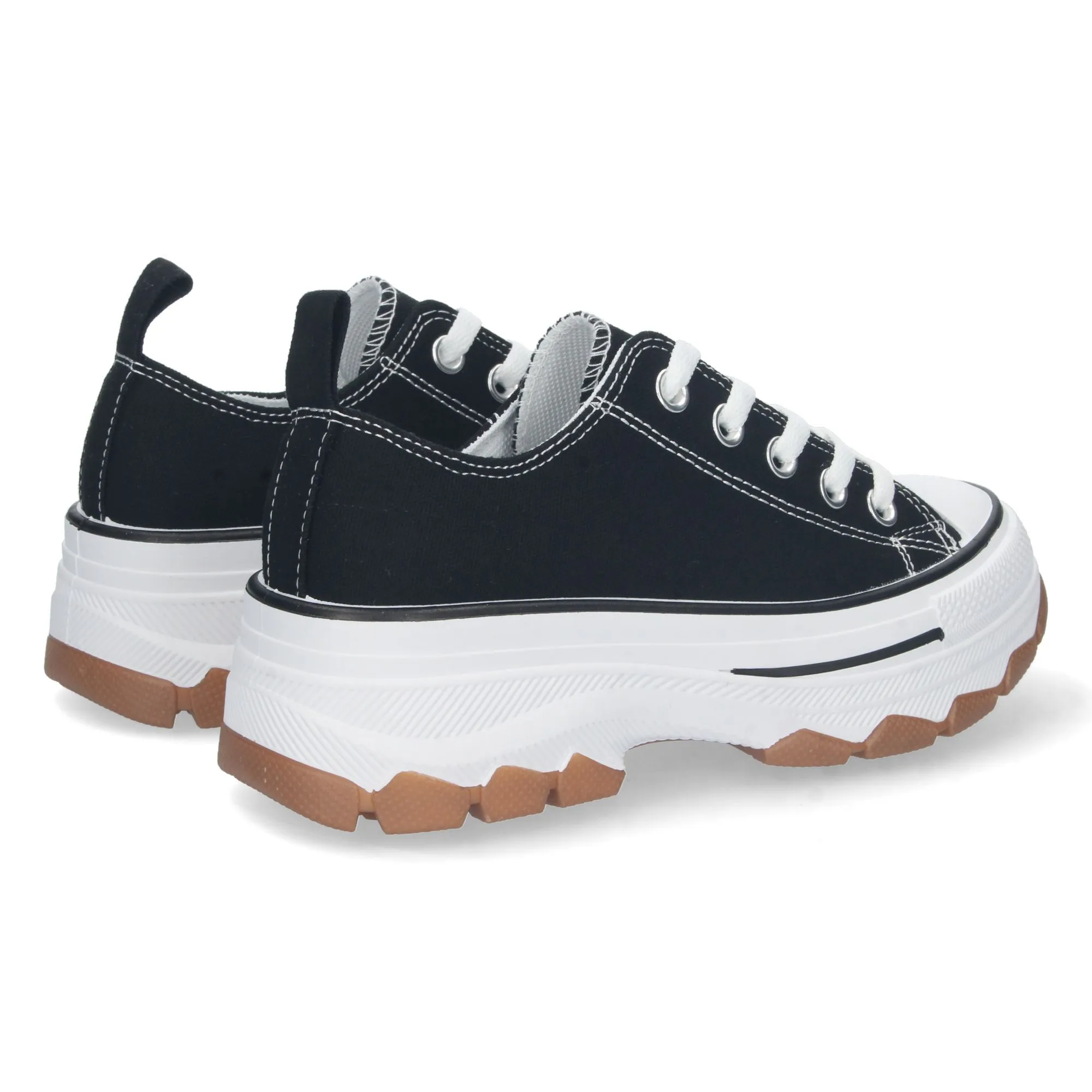 Zapatillas de lona estilo bamba suela plataforma mujer color negro
