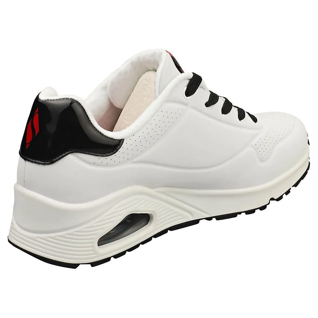 Zapatillas de moda para mujer Skechers Uno X The Rolling Stones en blanco negro
