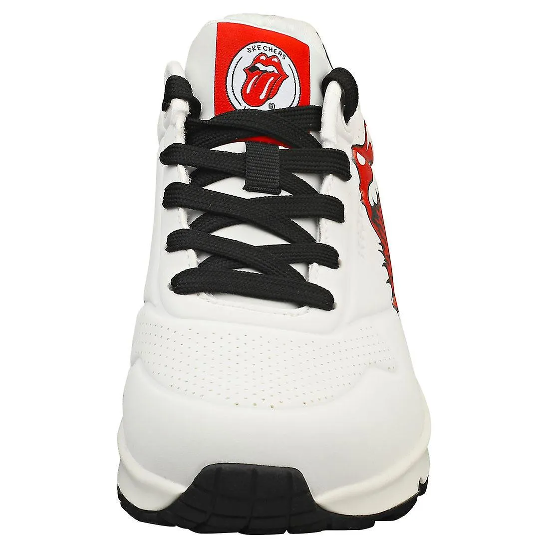 Zapatillas de moda para mujer Skechers Uno X The Rolling Stones en blanco negro