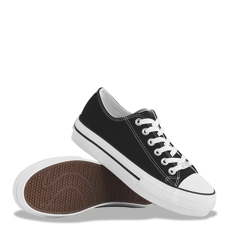 Zapatillas Mujer de Lona Retro Negras