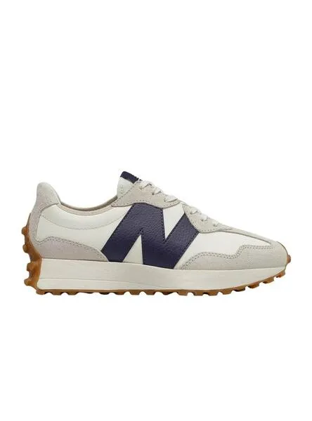 Zapatillas New Balance 327 blancas y azules para mujer.