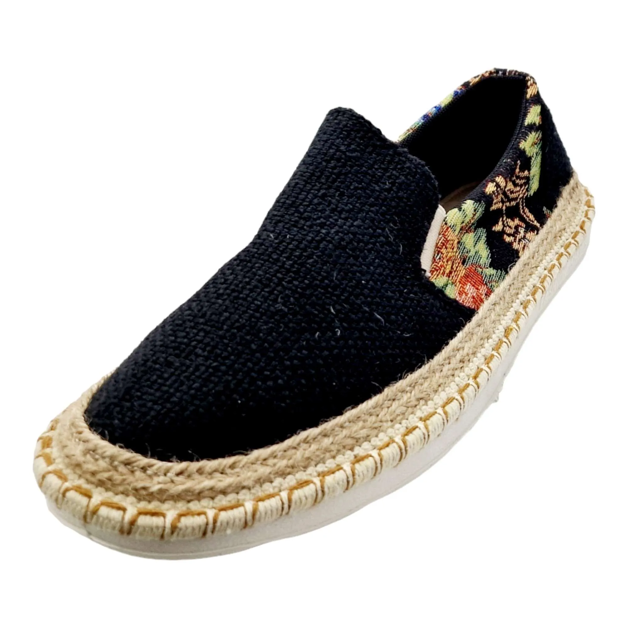 ZAPATOS ALPARGAR HOMBRE COMBINADO FLORES NEGRO