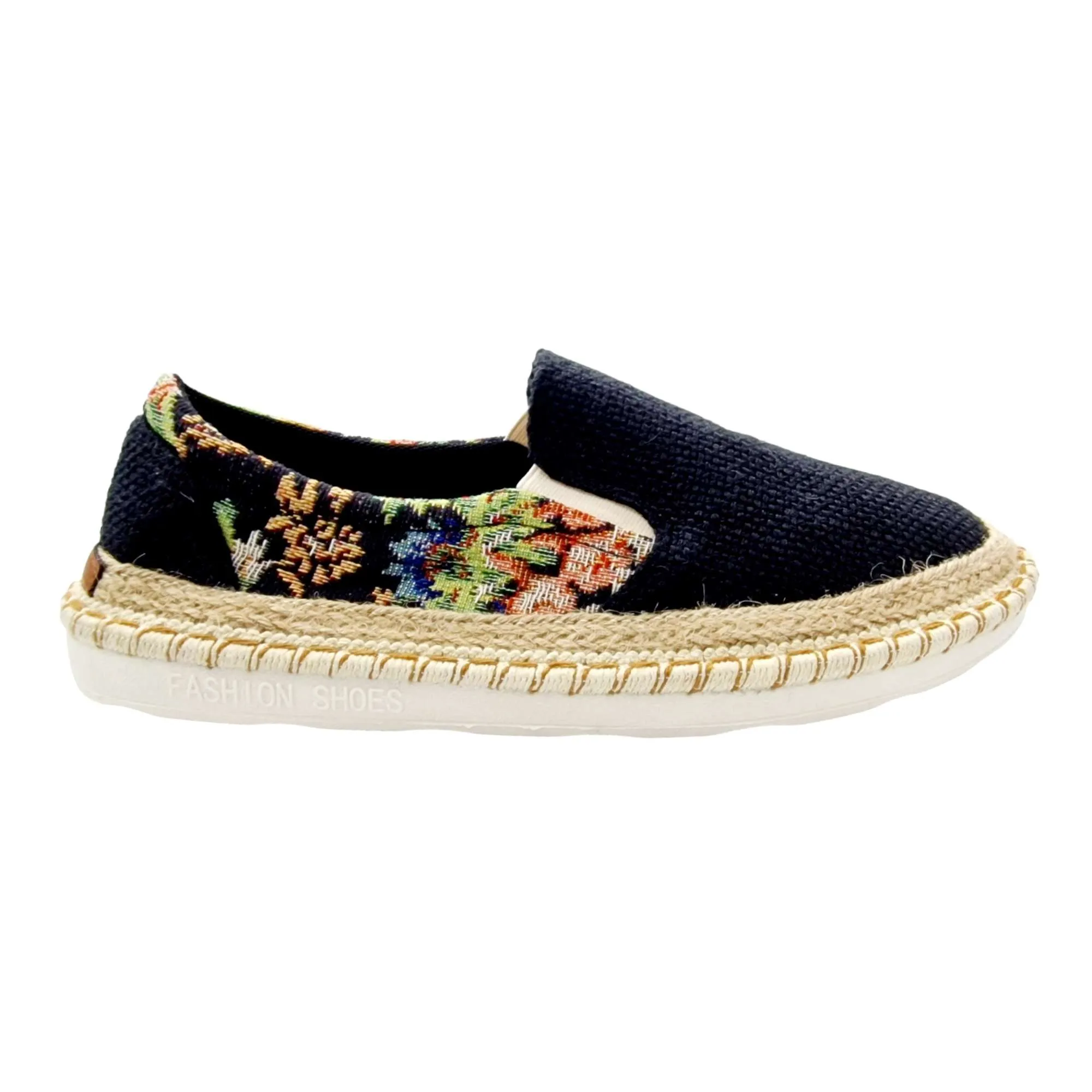 ZAPATOS ALPARGAR HOMBRE COMBINADO FLORES NEGRO