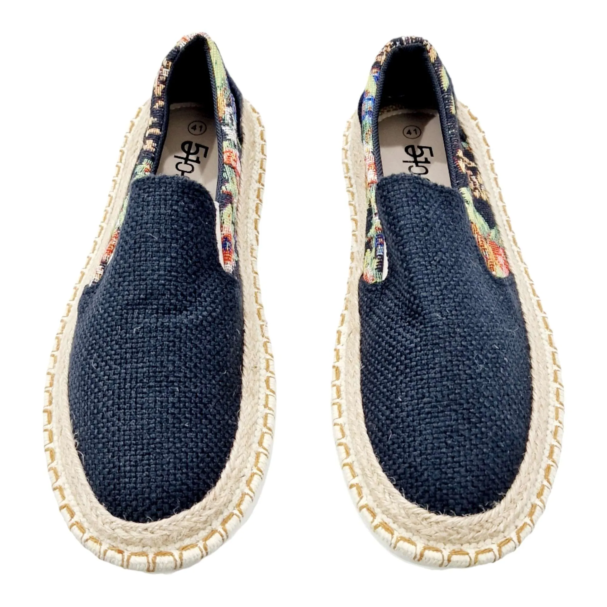 ZAPATOS ALPARGAR HOMBRE COMBINADO FLORES NEGRO