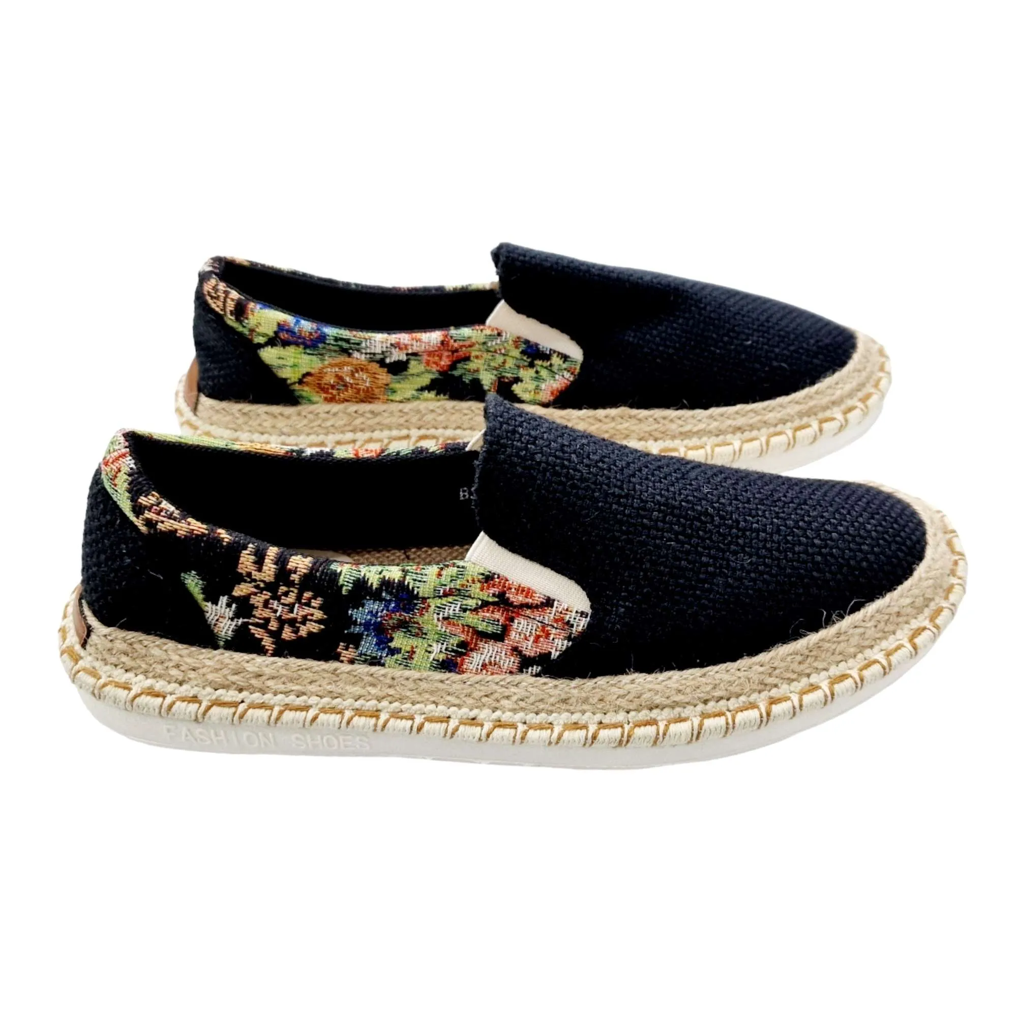 ZAPATOS ALPARGAR HOMBRE COMBINADO FLORES NEGRO