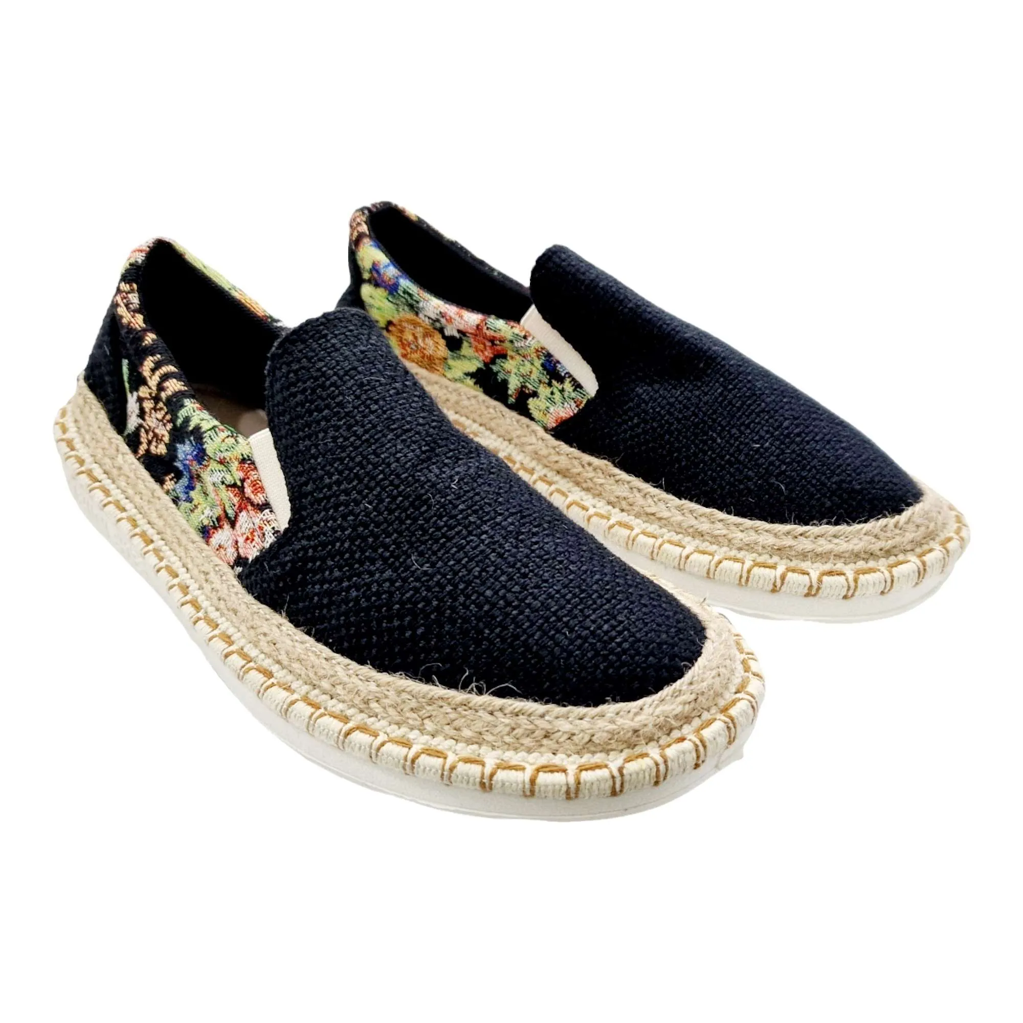 ZAPATOS ALPARGAR HOMBRE COMBINADO FLORES NEGRO