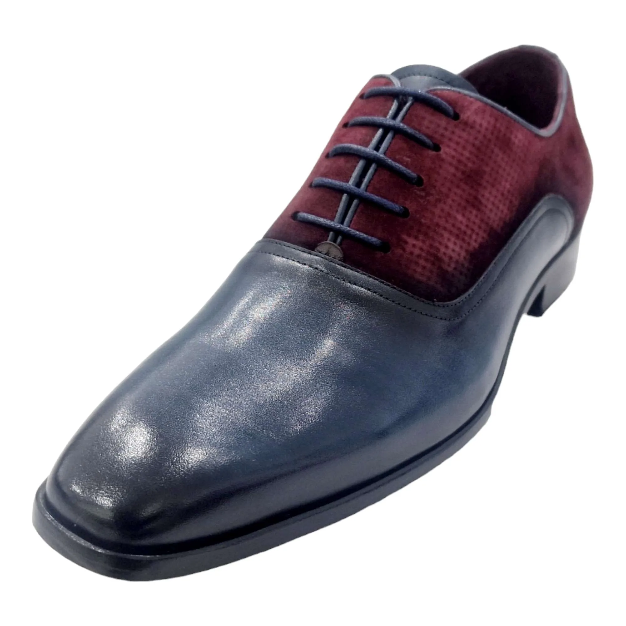ZAPATOS DE VESTIR HOMBRE BLUCHER COMBINADO CON SERRAJE MARINO