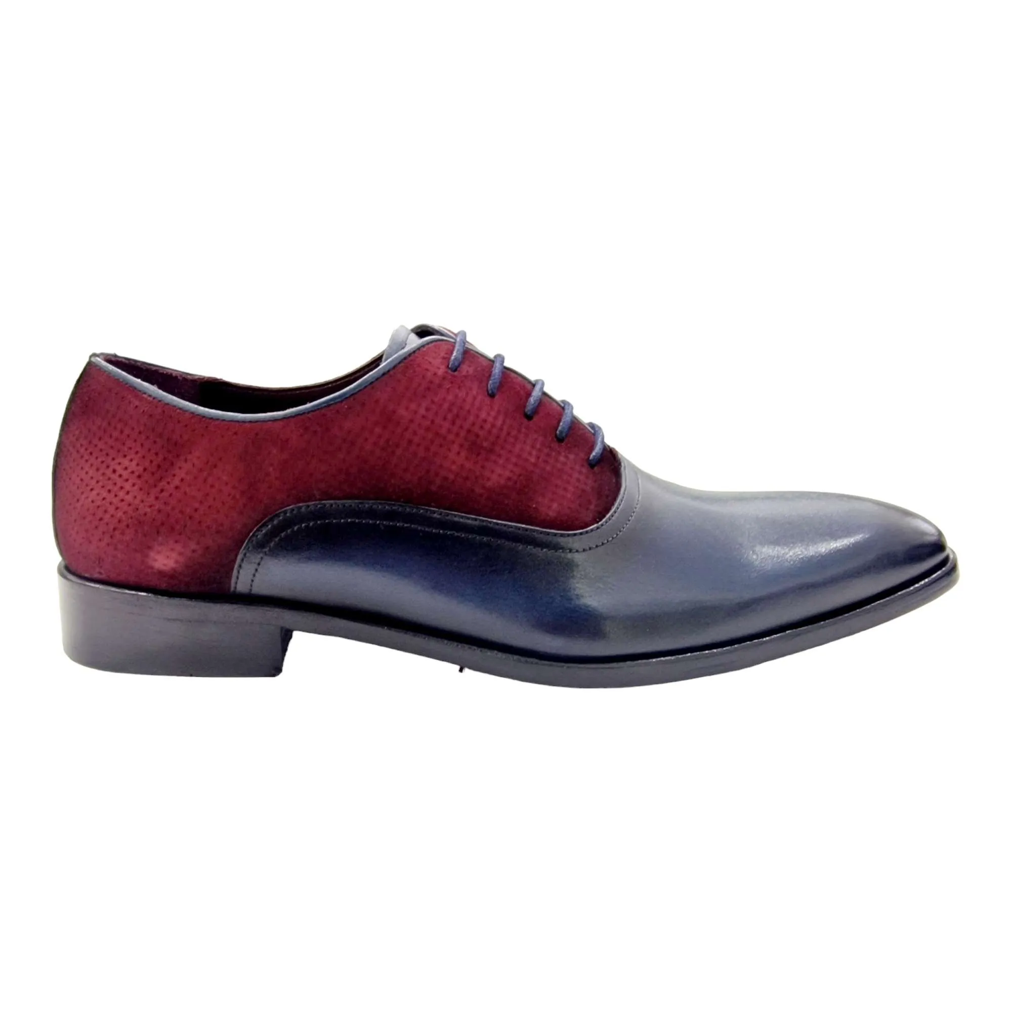 ZAPATOS DE VESTIR HOMBRE BLUCHER COMBINADO CON SERRAJE MARINO