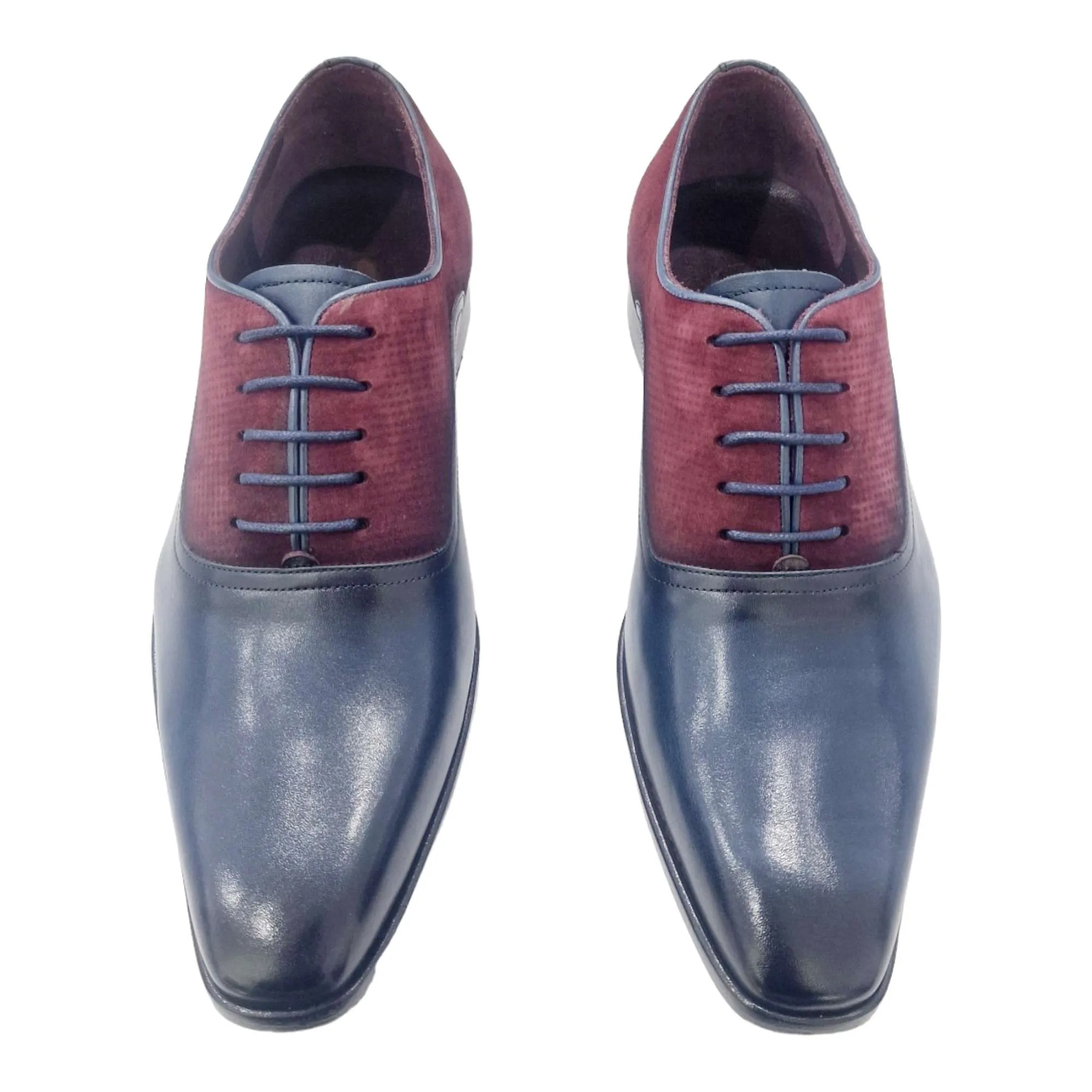 ZAPATOS DE VESTIR HOMBRE BLUCHER COMBINADO CON SERRAJE MARINO