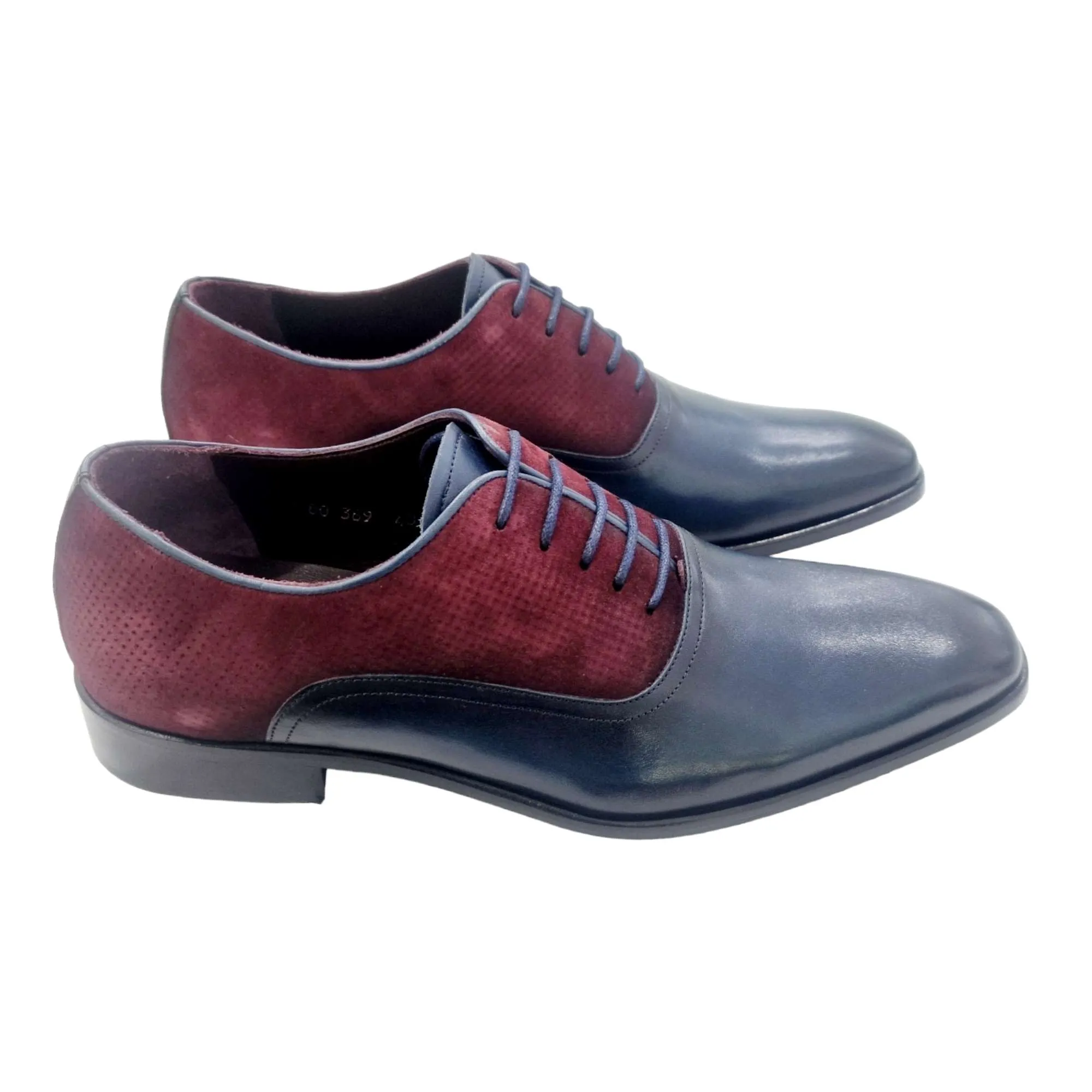 ZAPATOS DE VESTIR HOMBRE BLUCHER COMBINADO CON SERRAJE MARINO