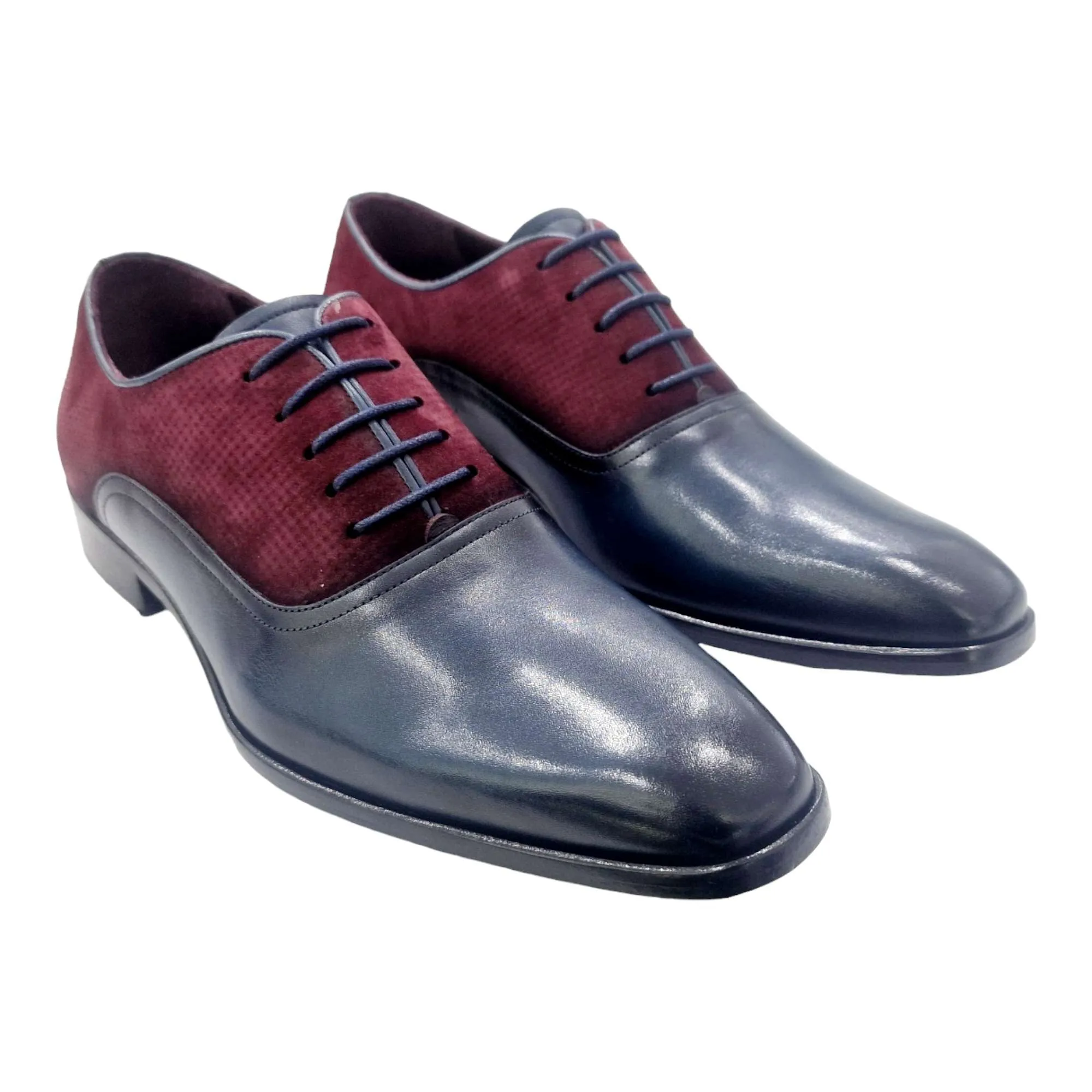 ZAPATOS DE VESTIR HOMBRE BLUCHER COMBINADO CON SERRAJE MARINO