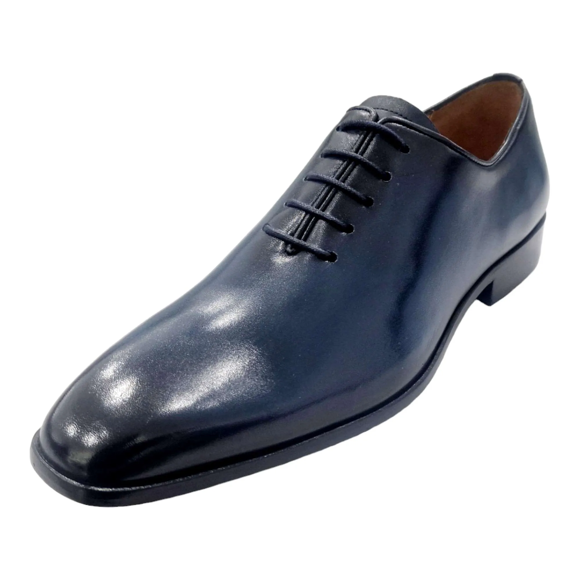 ZAPATOS DE VESTIR HOMBRE BLUCHER LISO SIN COSTURAS MARINO