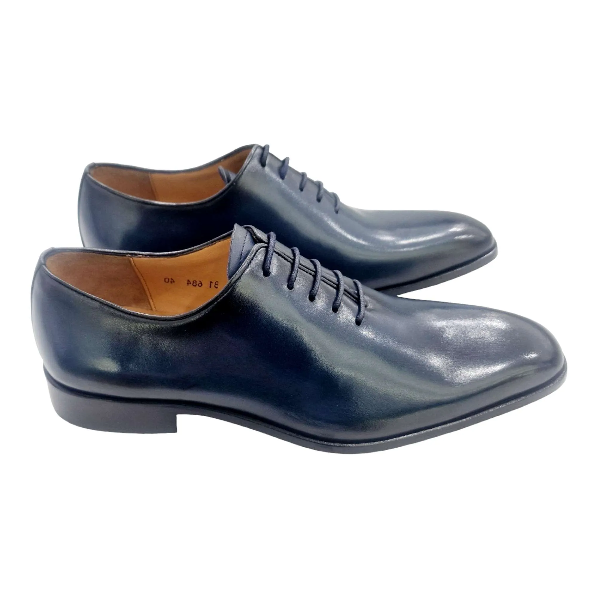 ZAPATOS DE VESTIR HOMBRE BLUCHER LISO SIN COSTURAS MARINO