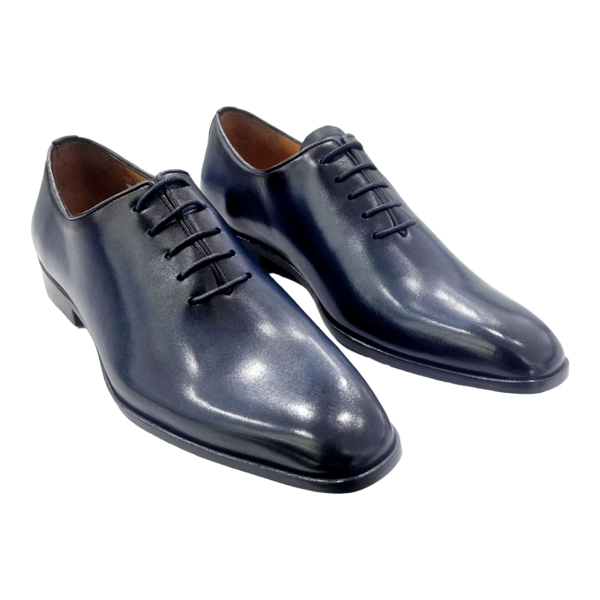 ZAPATOS DE VESTIR HOMBRE BLUCHER LISO SIN COSTURAS MARINO