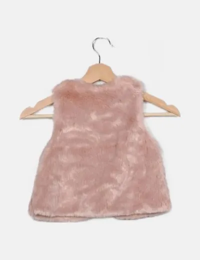 Zara Chaleco rosa pelo sintético