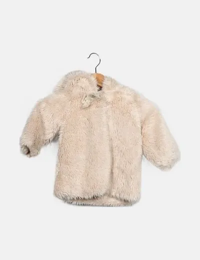 Zara Chaqueta de pelo sintético beige