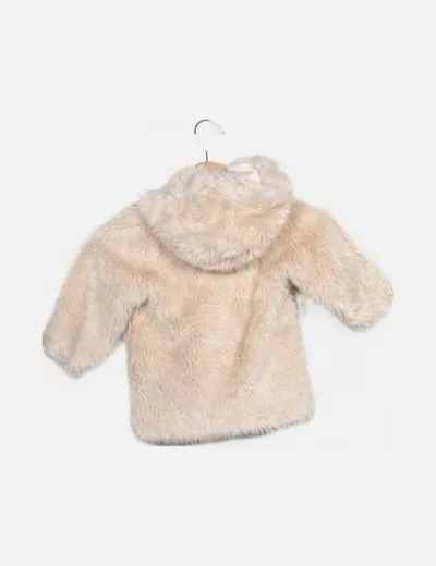 Zara Chaqueta de pelo sintético beige